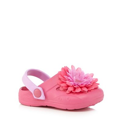 Girls' pink floral applique clogs